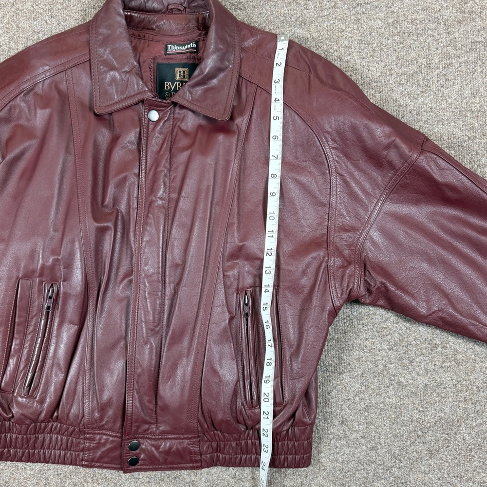 Vintage Byrnes & Baker Burgundy Maroon Genuine Leather Bomber Jacket Mens Medium - Picture 9 of 10
